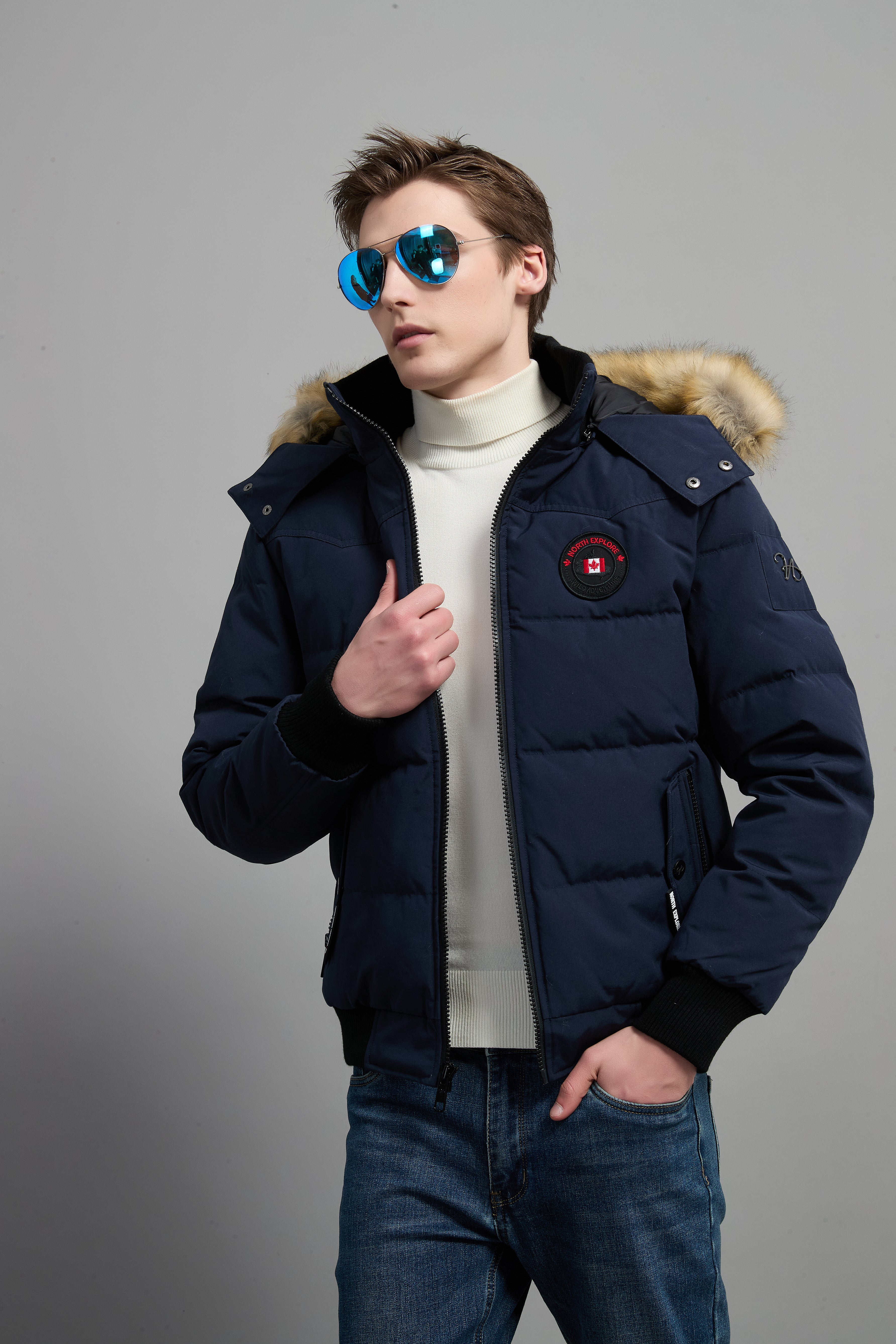 John Men Winter Down Jacket  Extreme Cold Protection Navy
