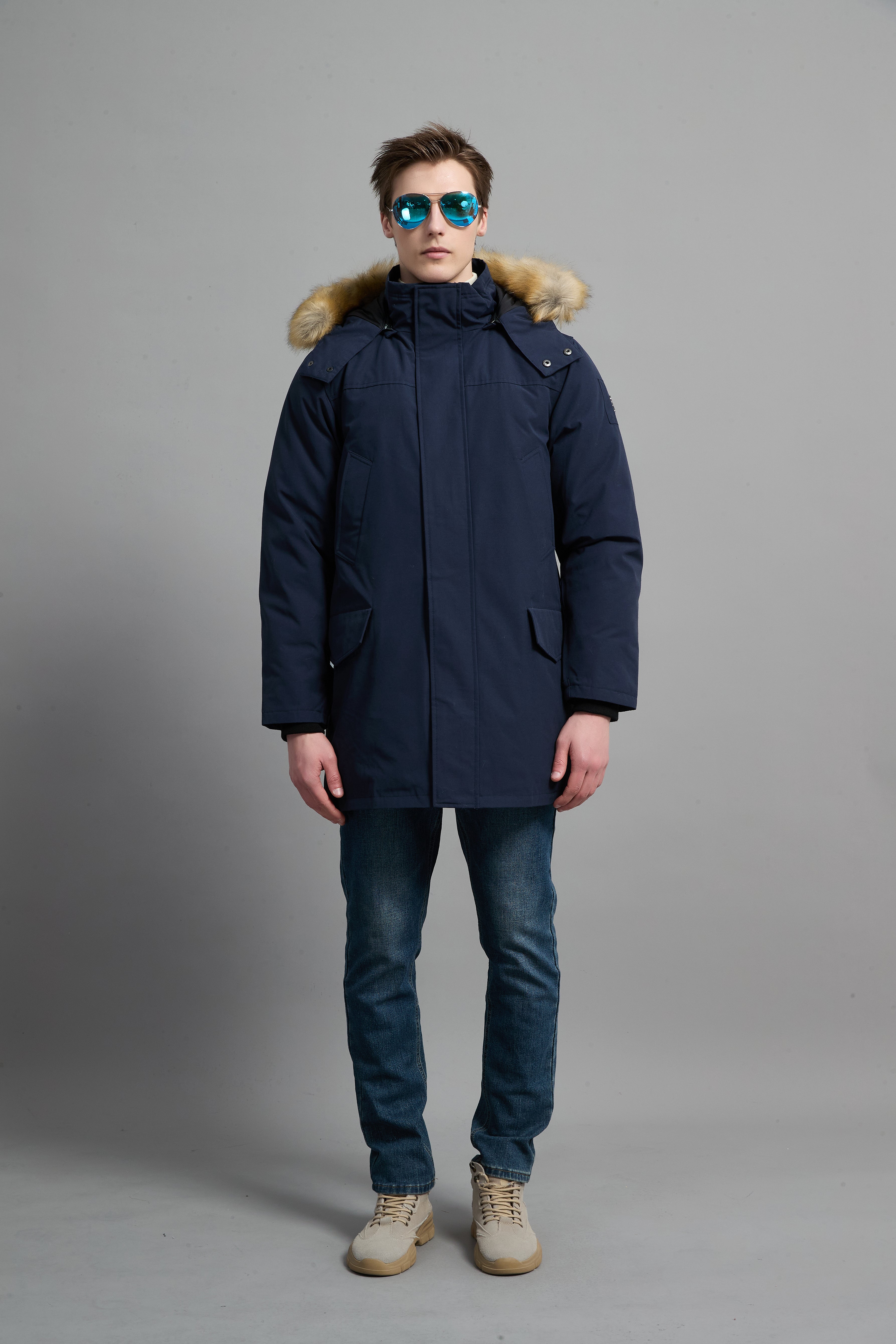 Hamilton Men Winter Down Parka Extreme Cold Protection Navy