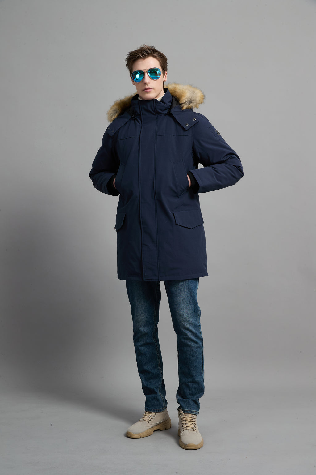 Hamilton Men Winter Down Parka Extreme Cold Protection Navy
