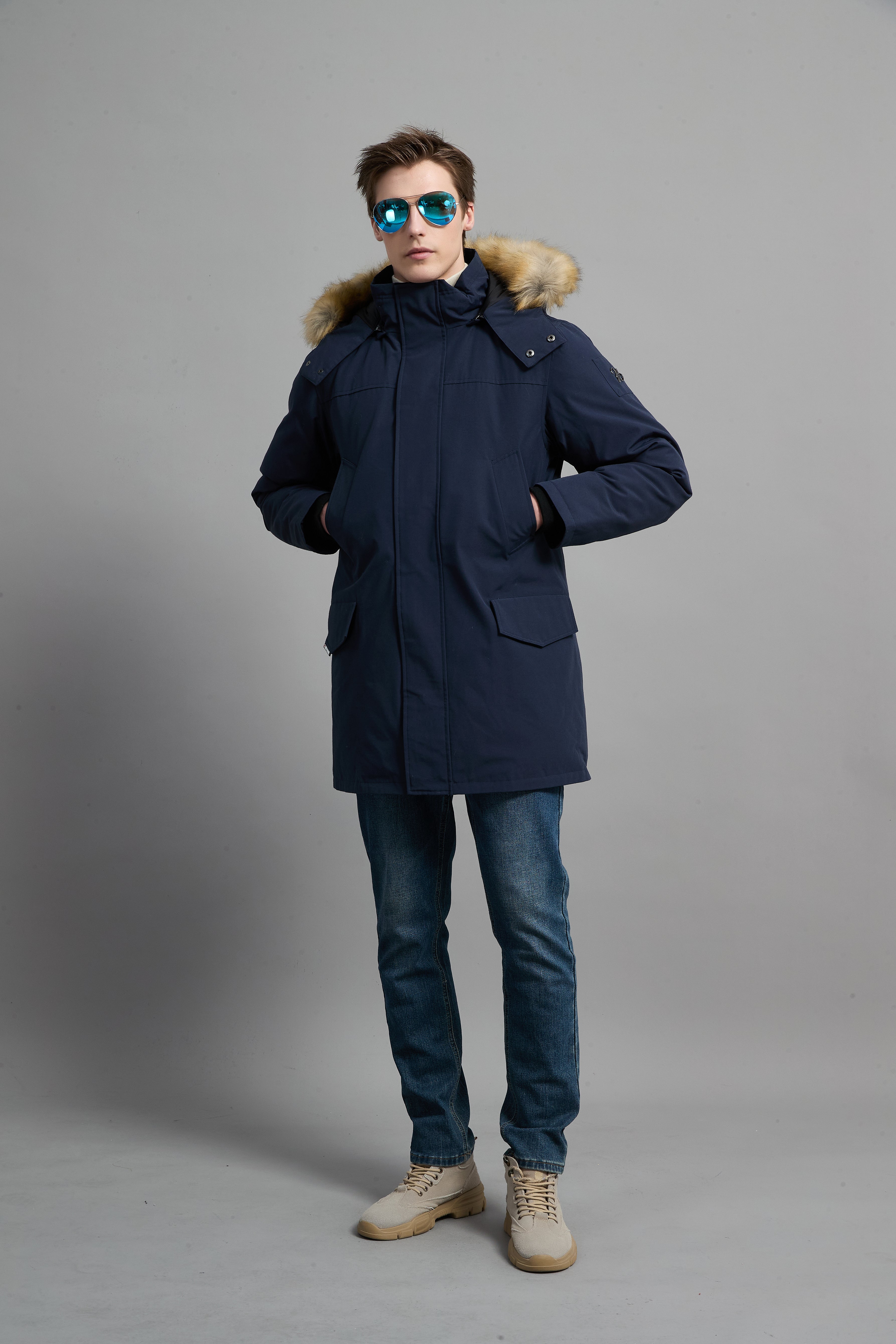 Hamilton Men Winter Down Parka Extreme Cold Protection Navy