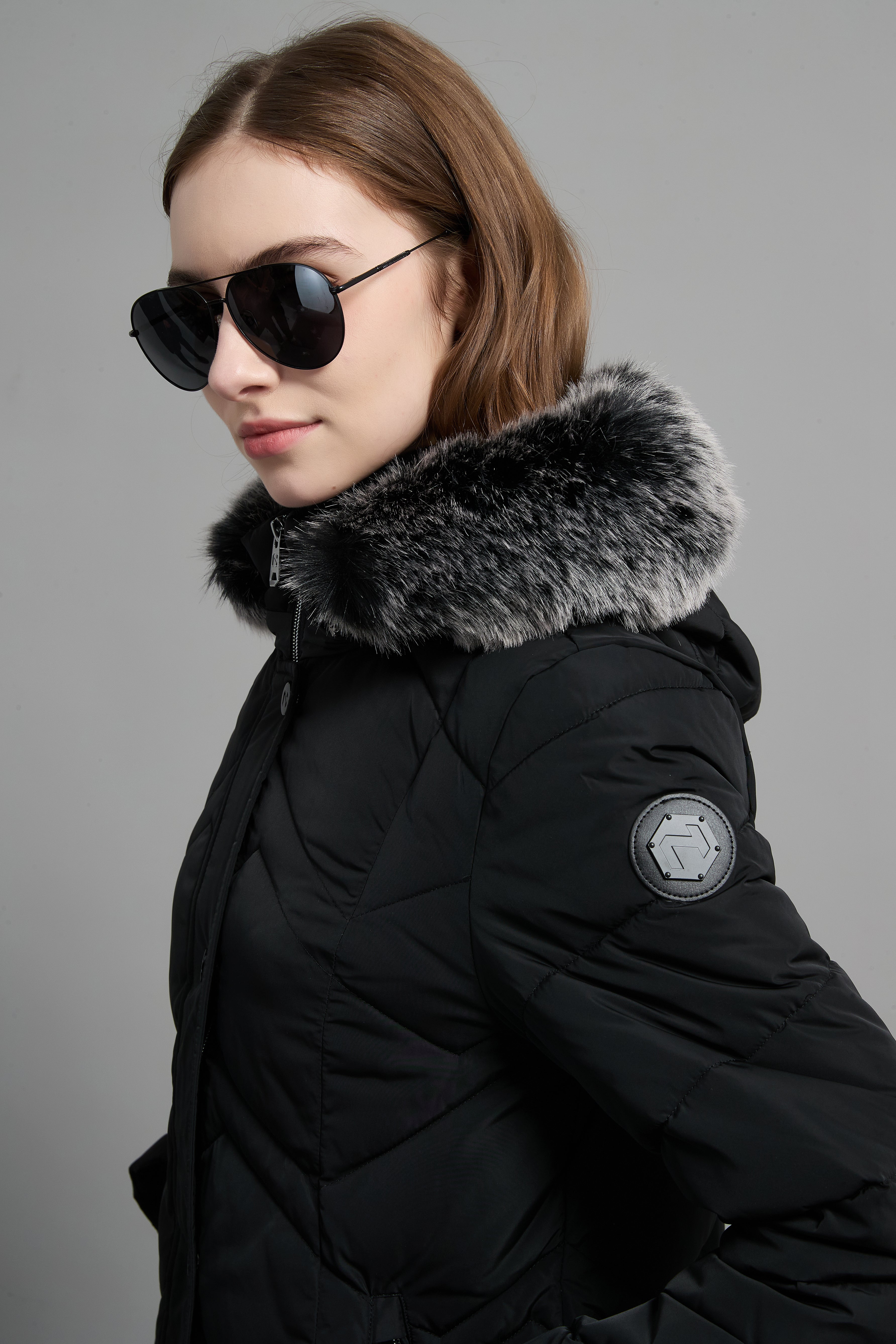 Clarice Ladies Fur Hood Insulated Jacket Black