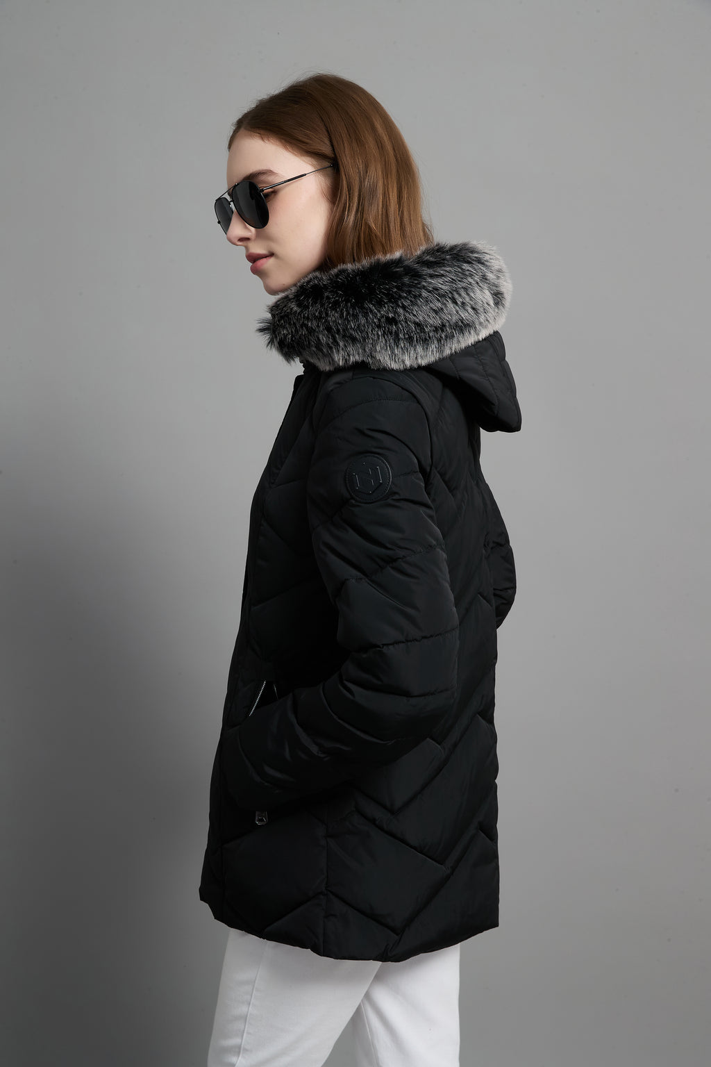 Clarice Ladies Fur Hood Insulated Jacket Black