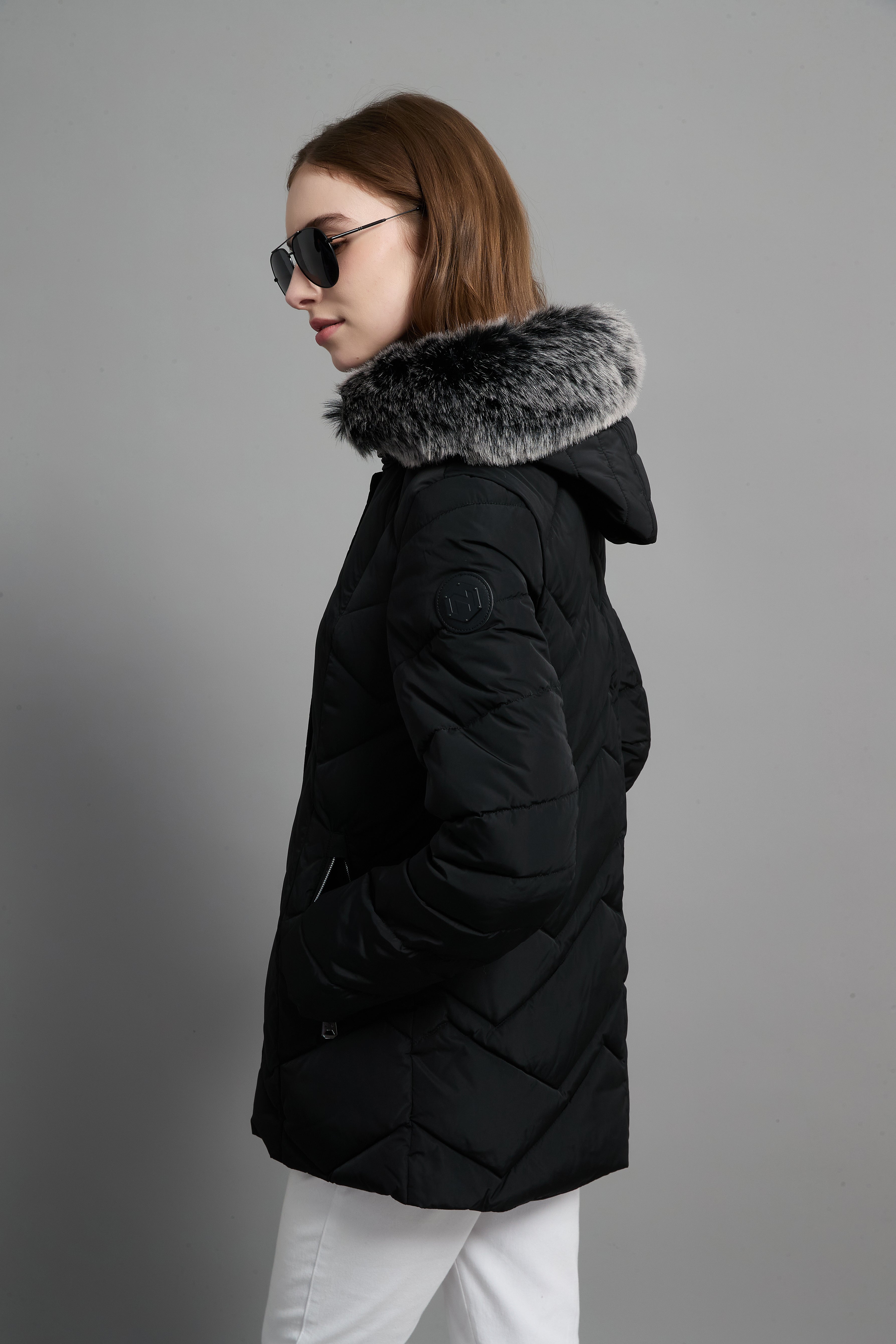 Clarice Ladies Fur Hood Insulated Jacket Black