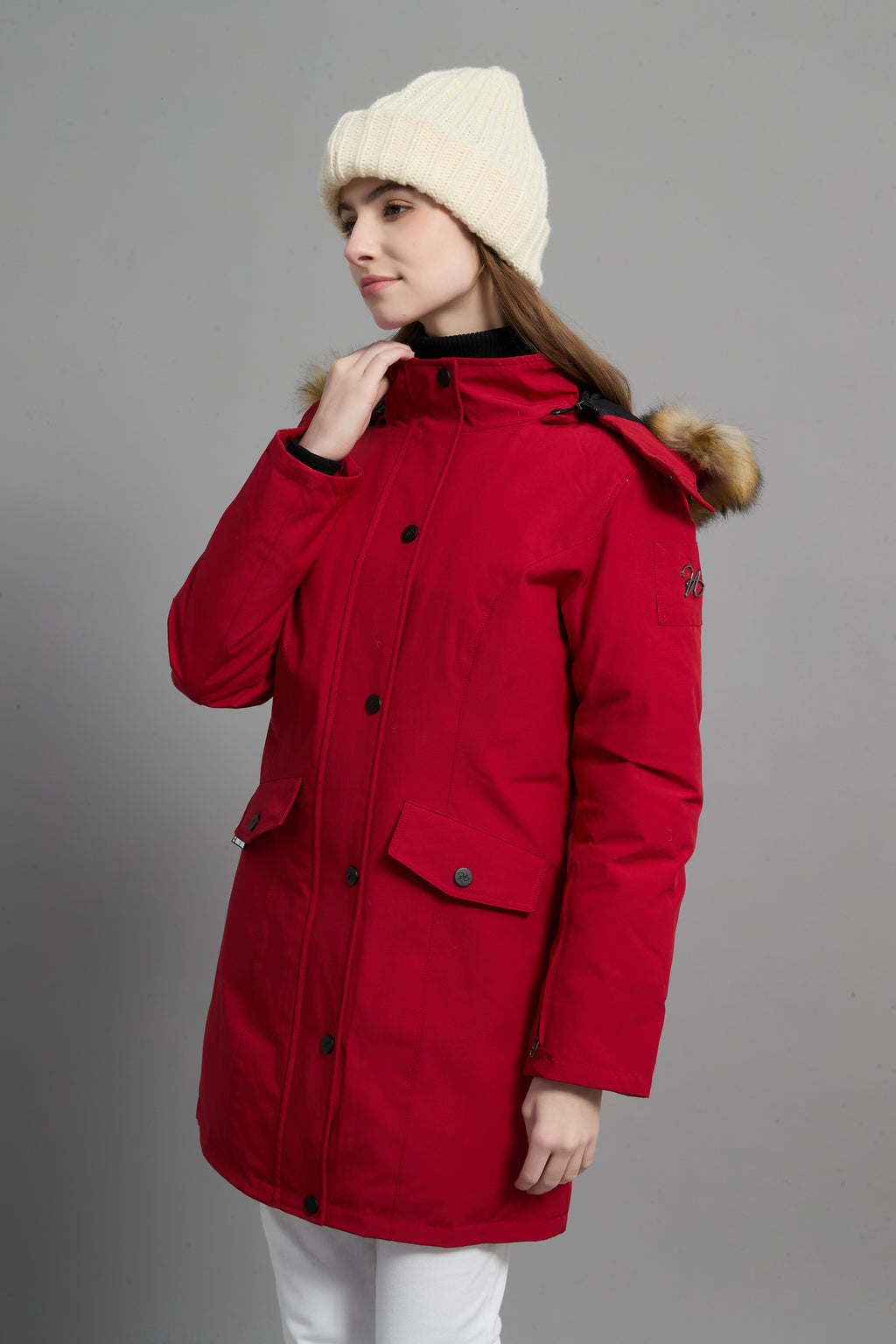 Helena Ladies Winter Down Parka Extreme Cold Protection Red