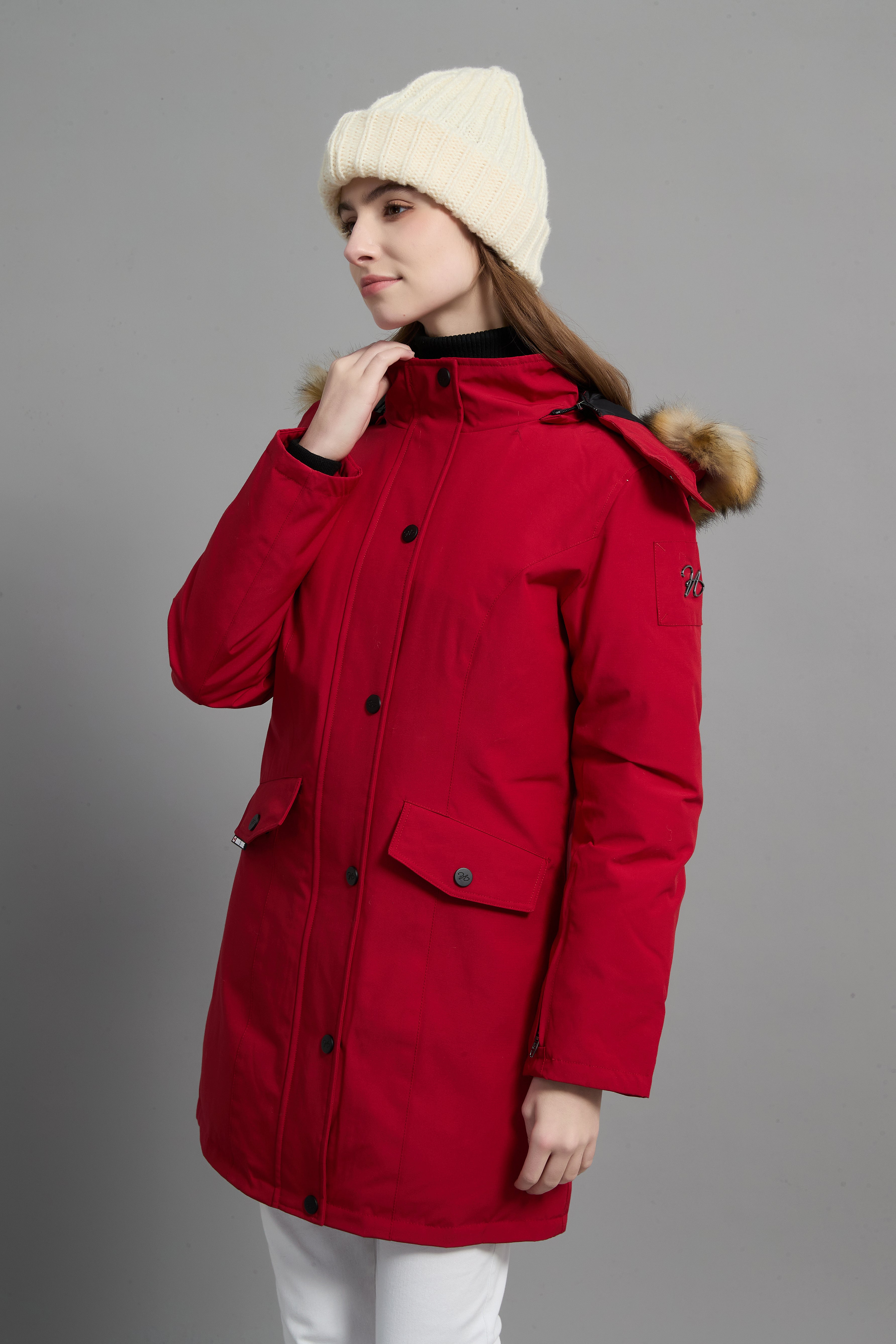 Helena Ladies Winter Down Parka Extreme Cold Protection Red