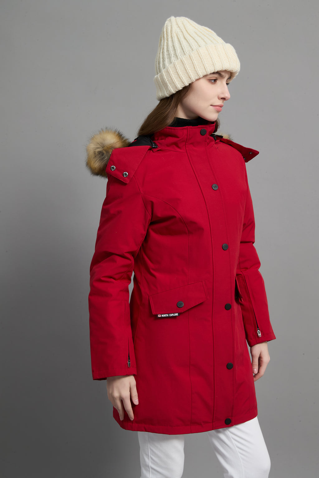 Helena Ladies Winter Down Parka Extreme Cold Protection Red