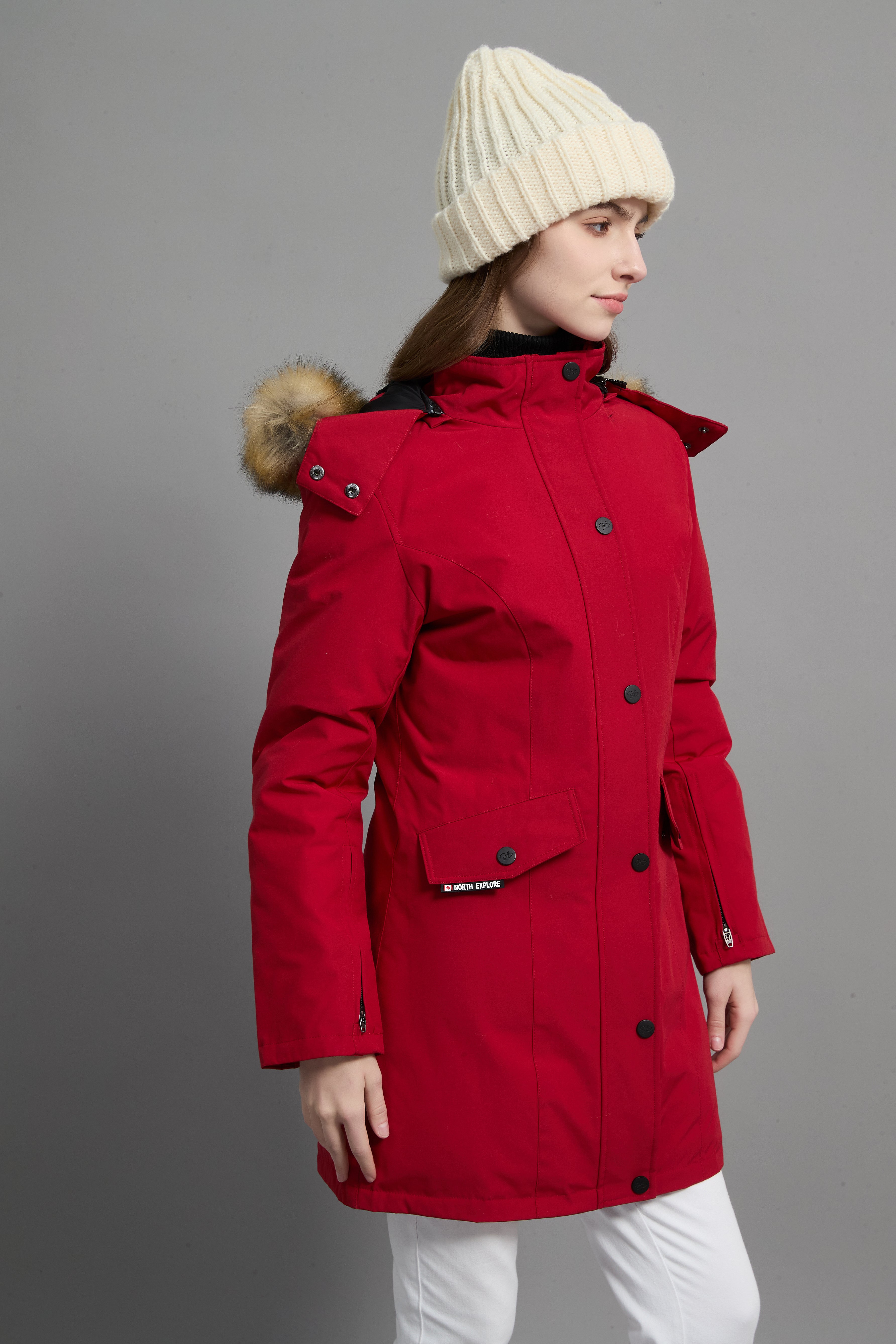 Helena Ladies Winter Down Parka Extreme Cold Protection Red