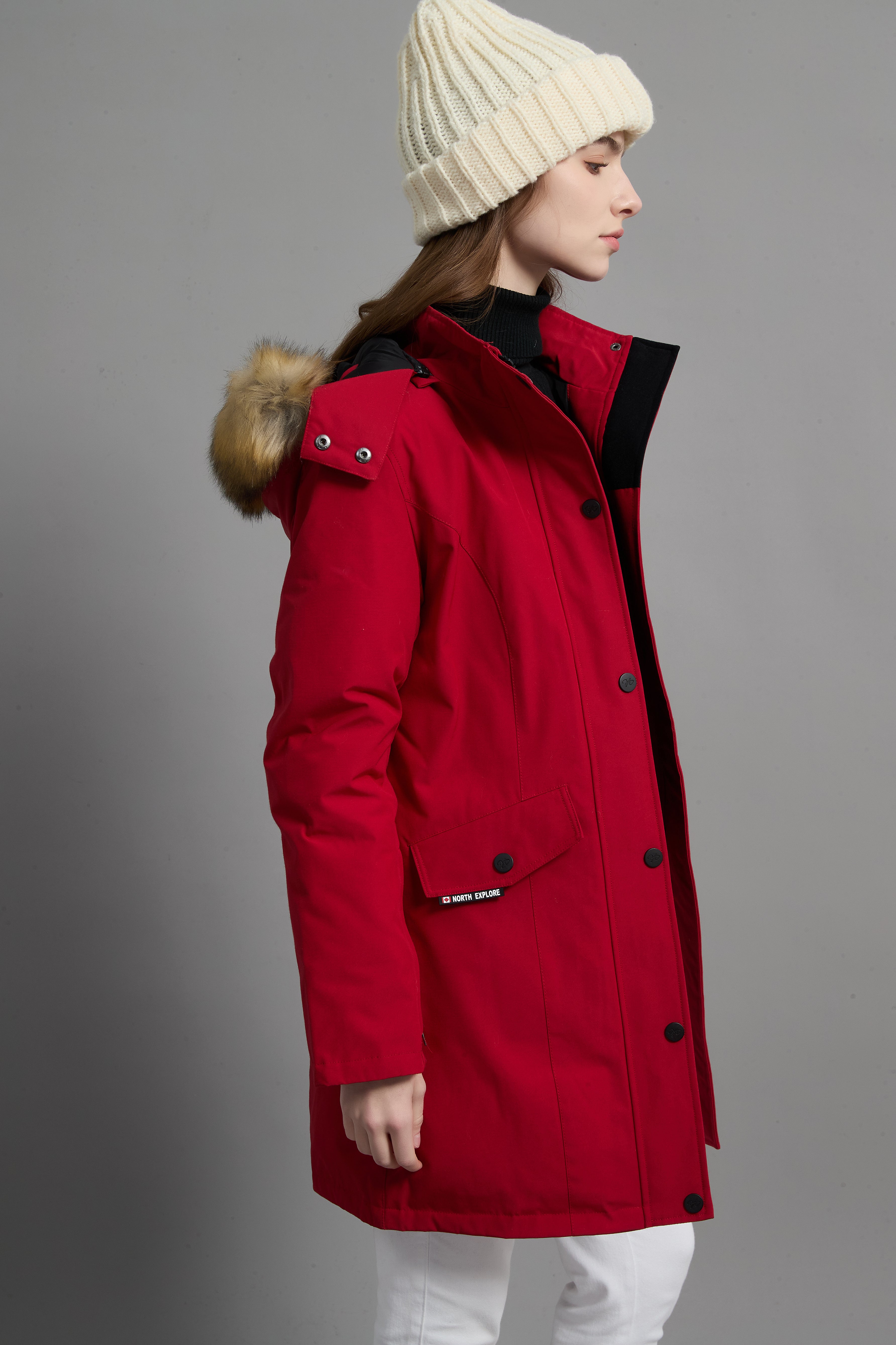 Helena Ladies Winter Down Parka Extreme Cold Protection Red