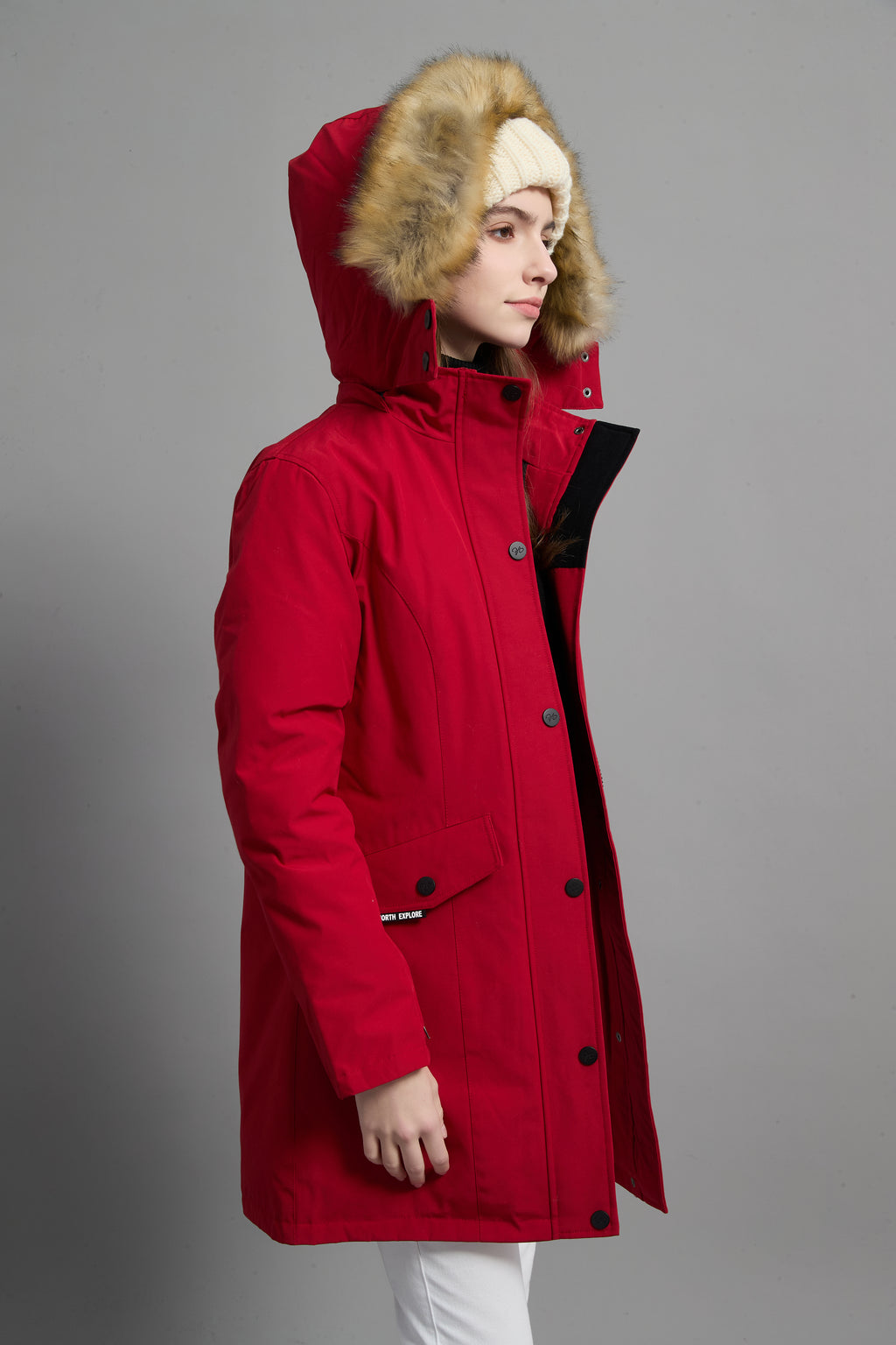 Helena Ladies Winter Down Parka Extreme Cold Protection Red