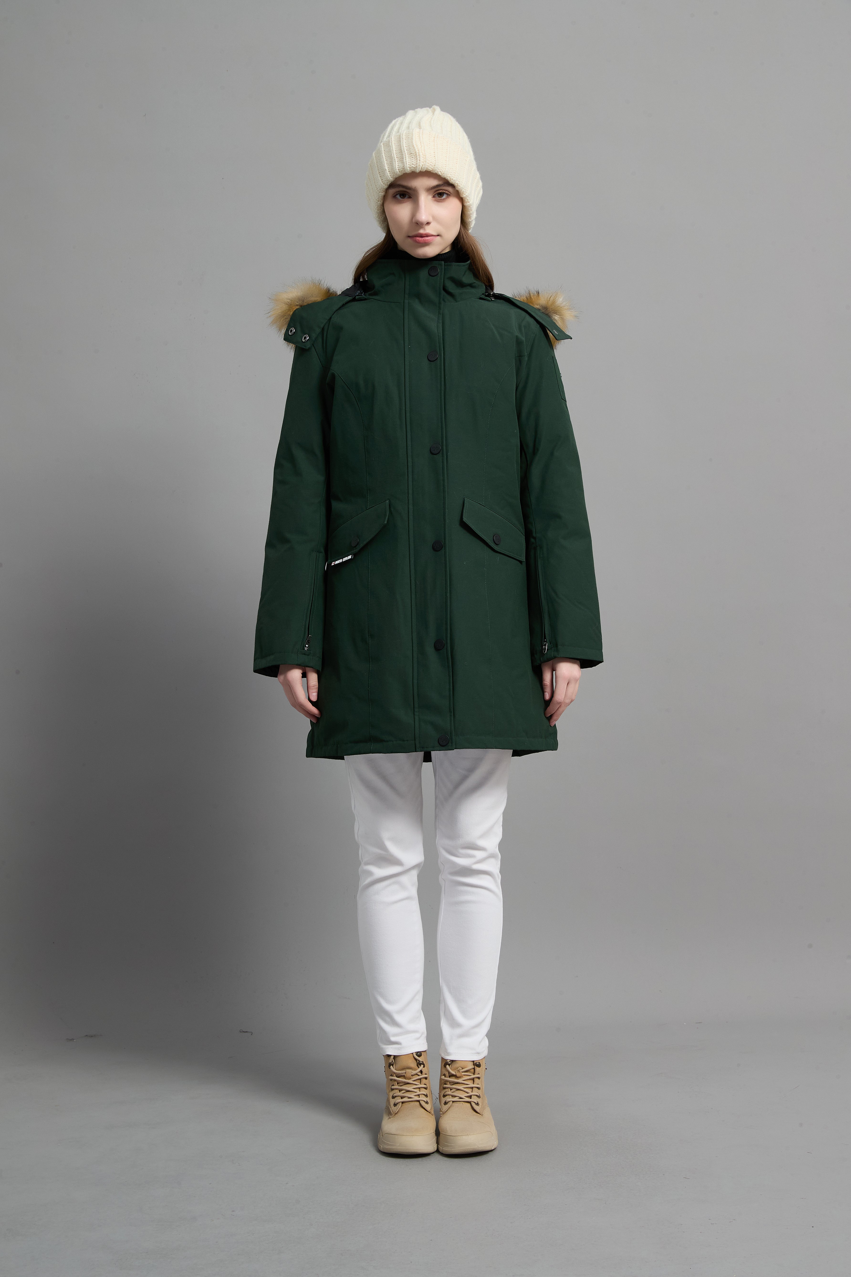 Helena Ladies Winter Down Parka Extreme Cold Protection Green