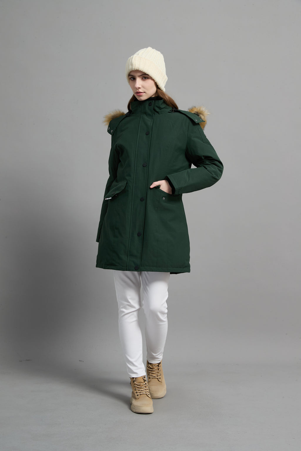 Helena Ladies Winter Down Parka Extreme Cold Protection Green