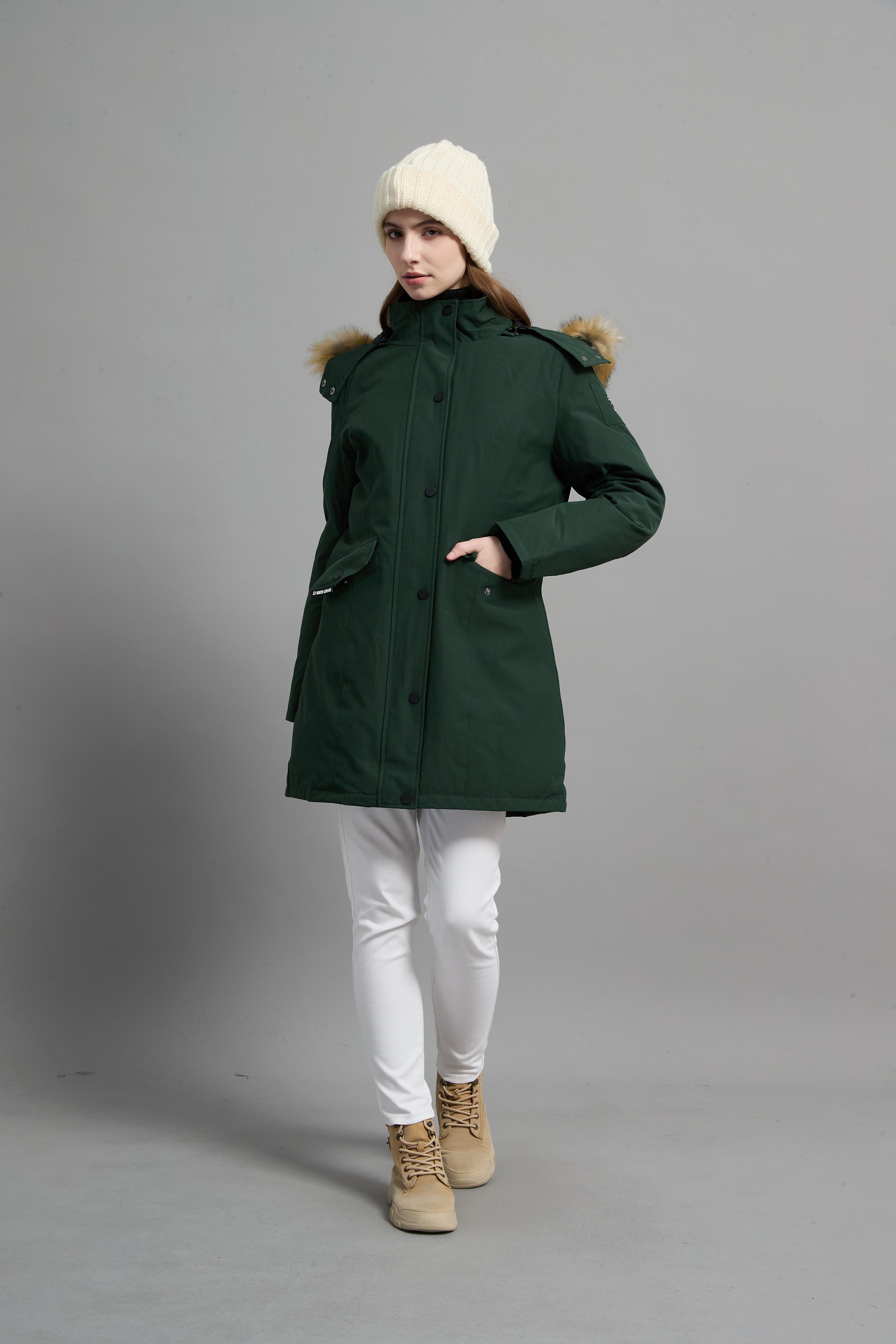 Helena Ladies Winter Down Parka Extreme Cold Protection Green