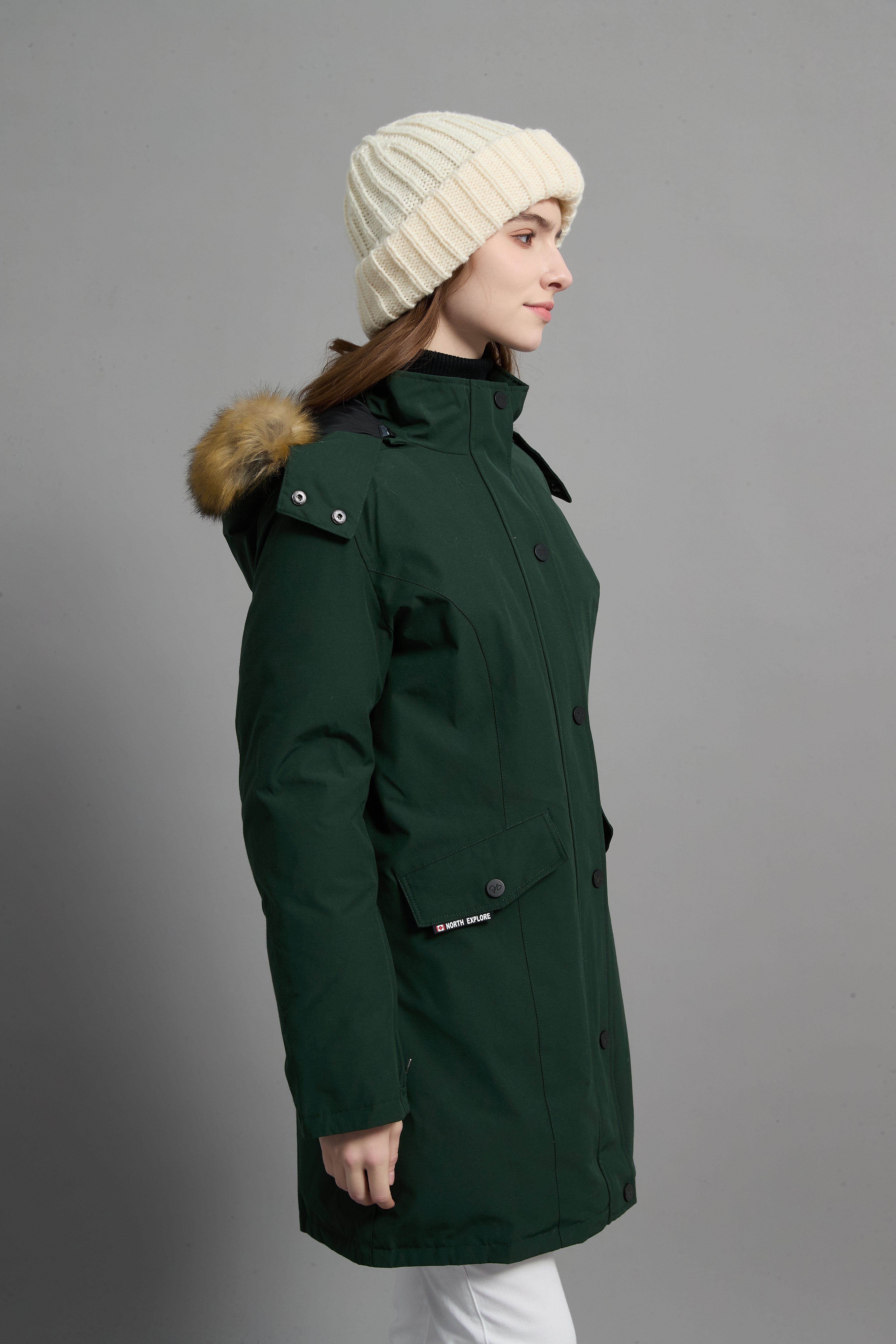 Helena Ladies Winter Down Parka Extreme Cold Protection Green