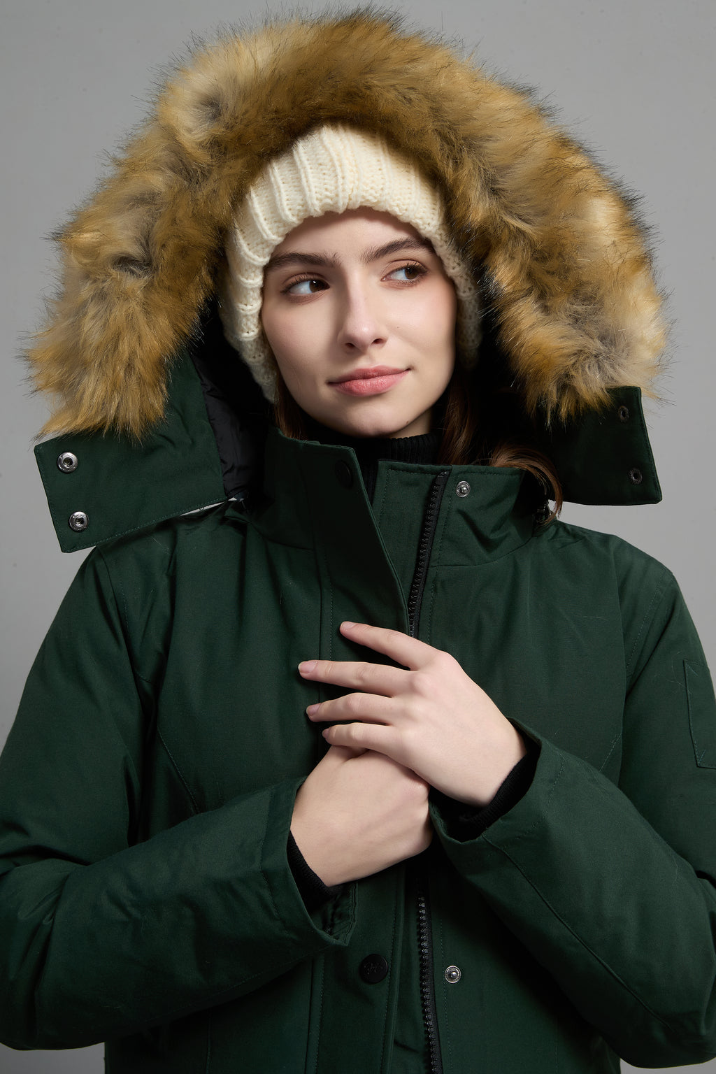 Helena Ladies Winter Down Parka Extreme Cold Protection Green