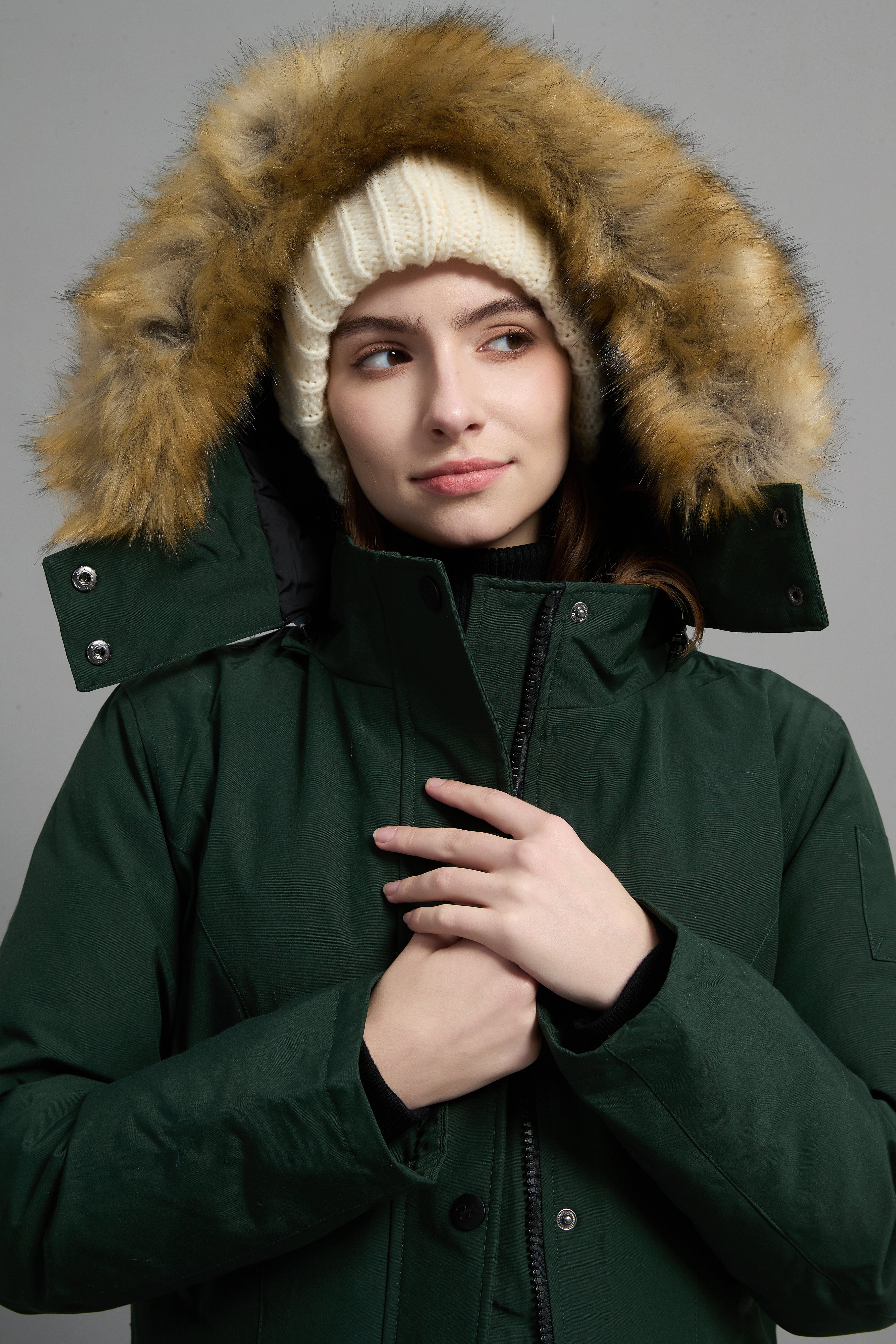 Helena Ladies Winter Down Parka Extreme Cold Protection Green