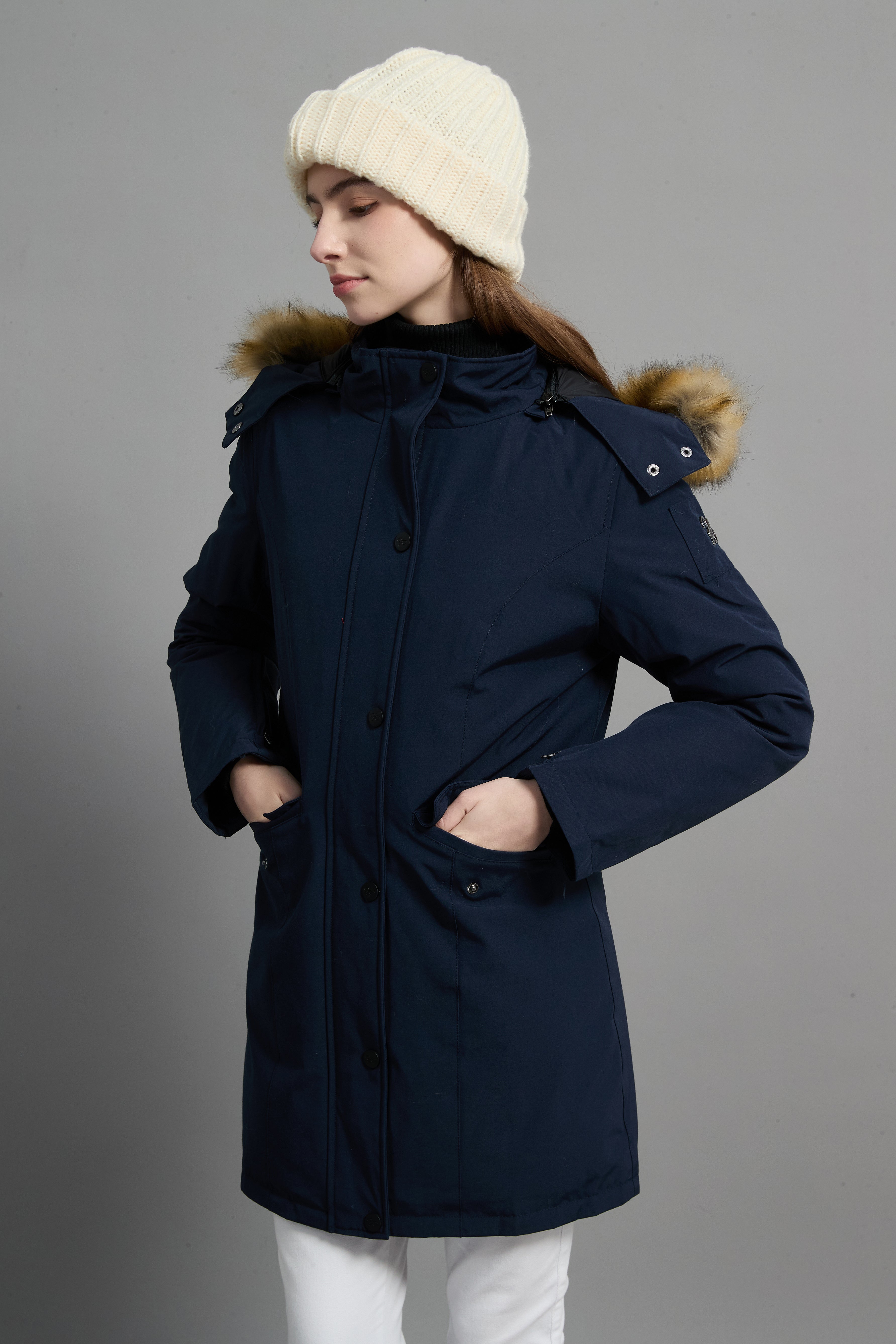 Helena Ladies Winter Down Parka Extreme Cold Protection Navy