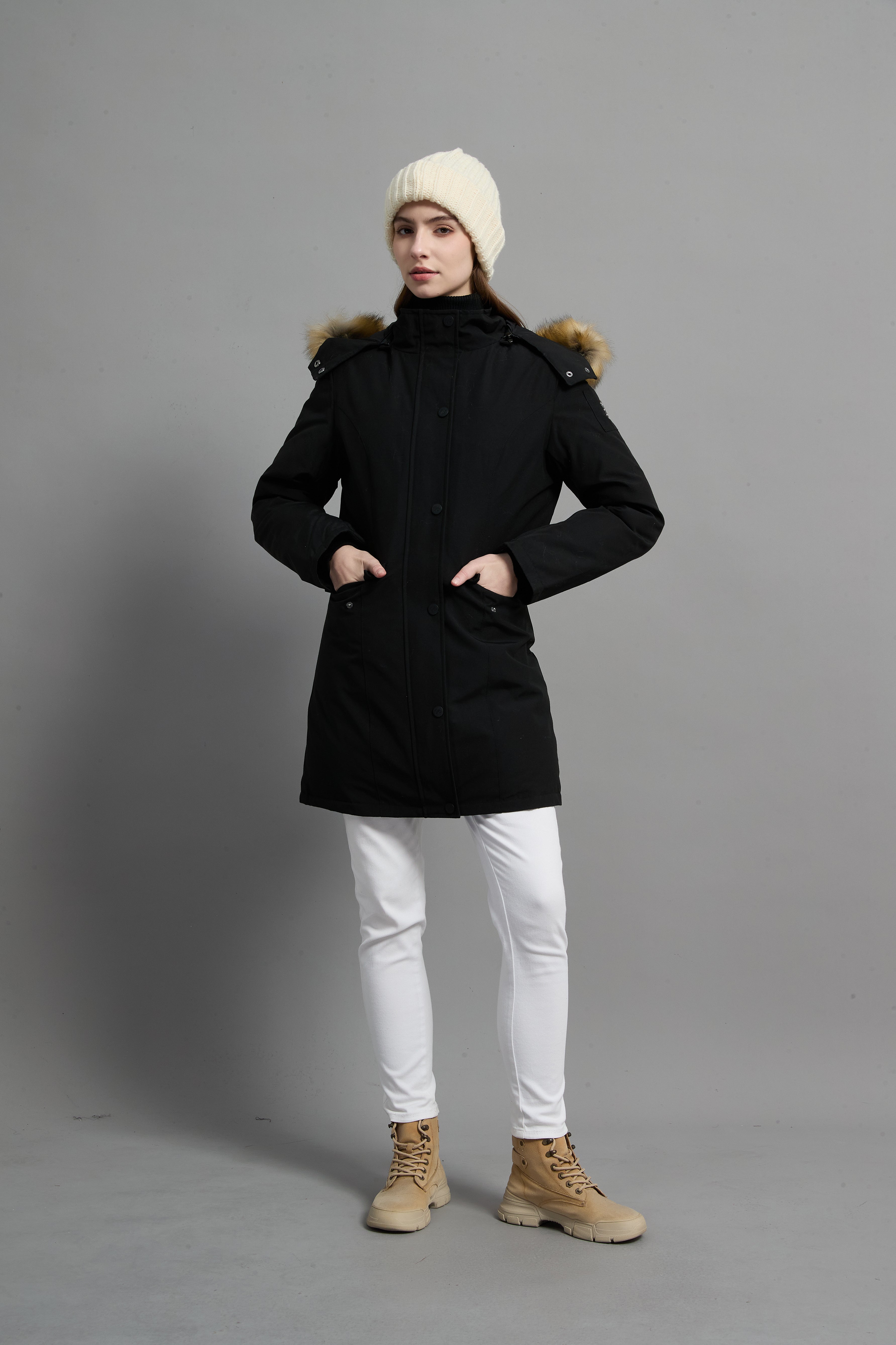 Helena Ladies Winter Down Parka Extreme Cold Protection Black