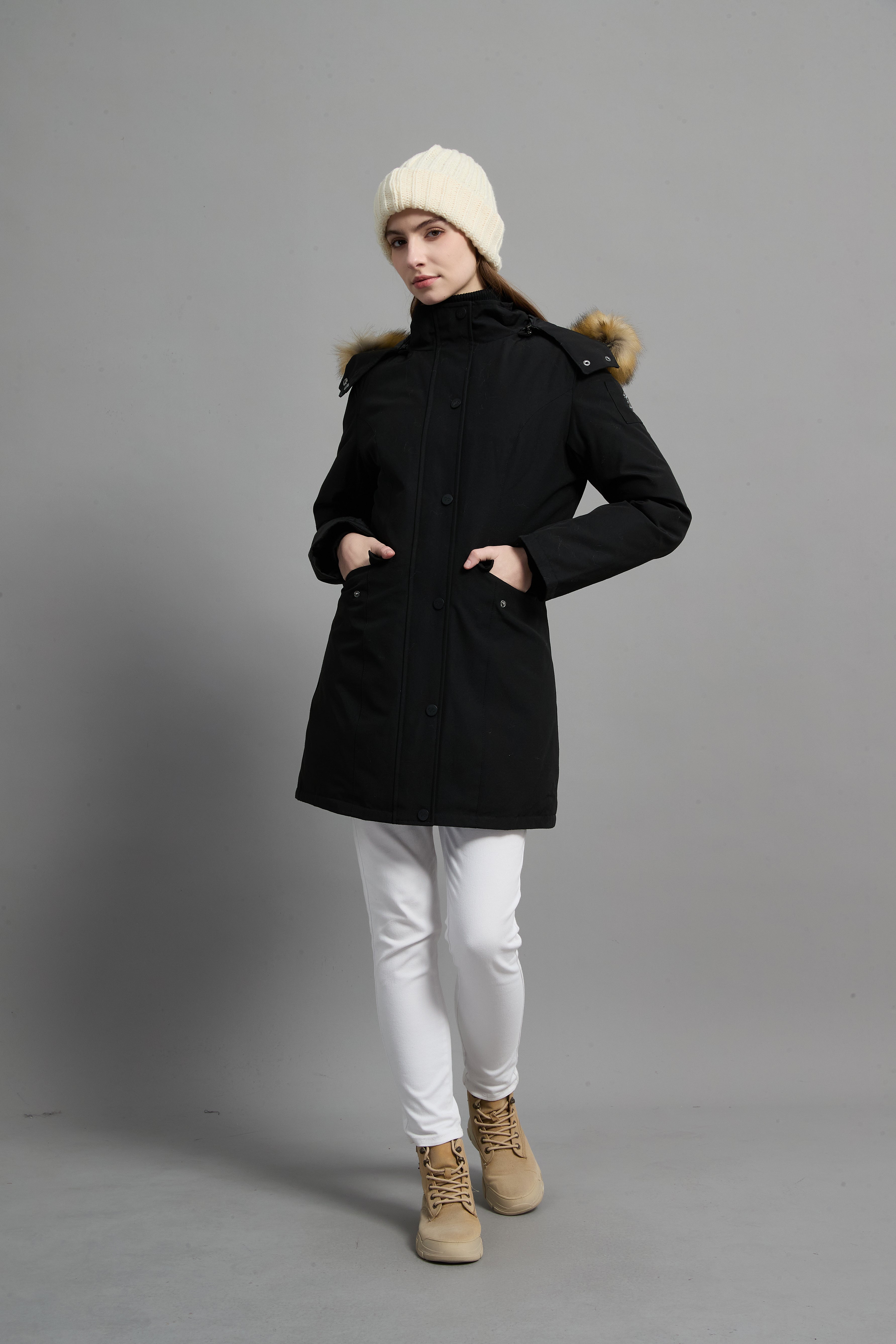 Helena Ladies Winter Down Parka Extreme Cold Protection Black