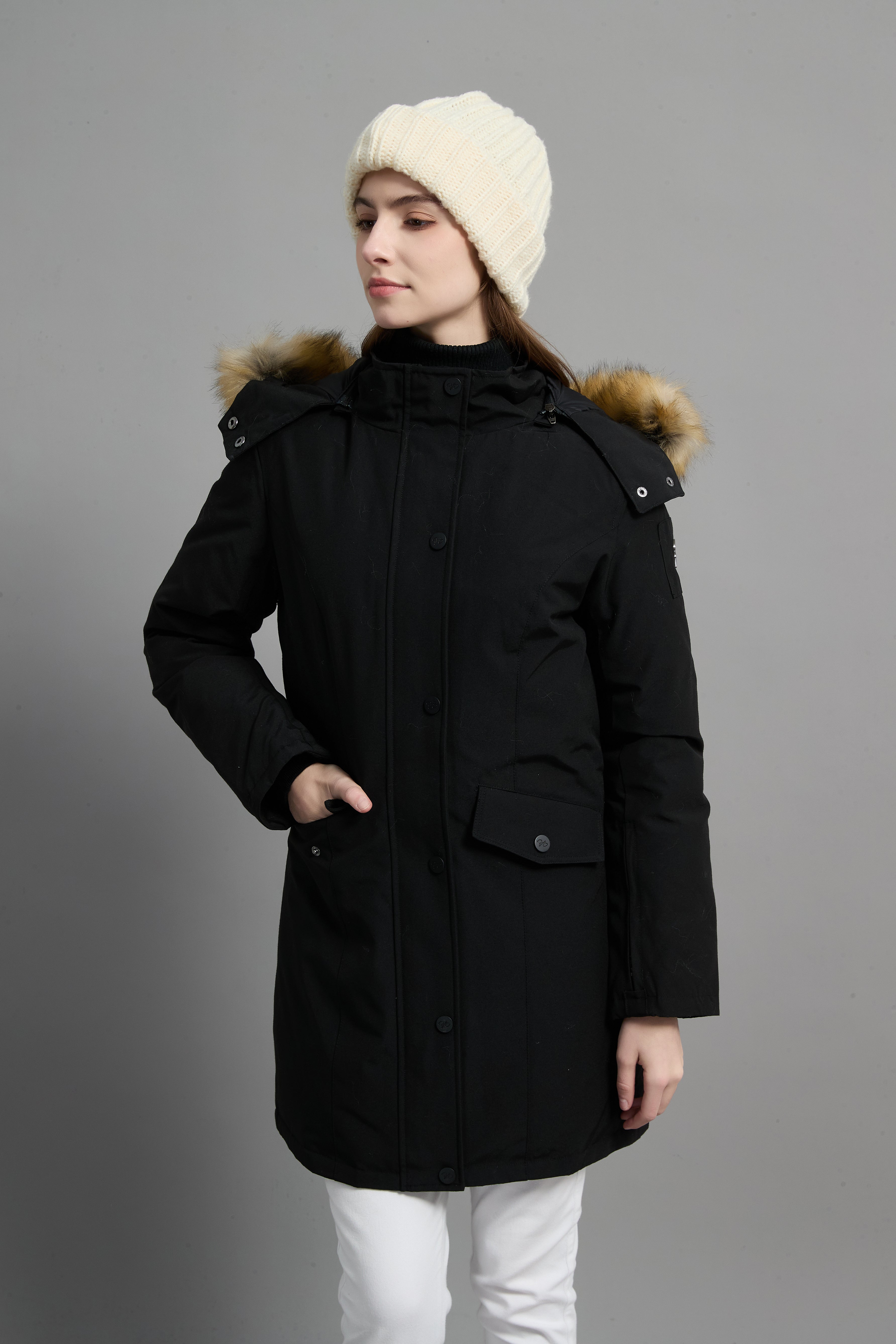 Helena Ladies Winter Down Parka Extreme Cold Protection Black