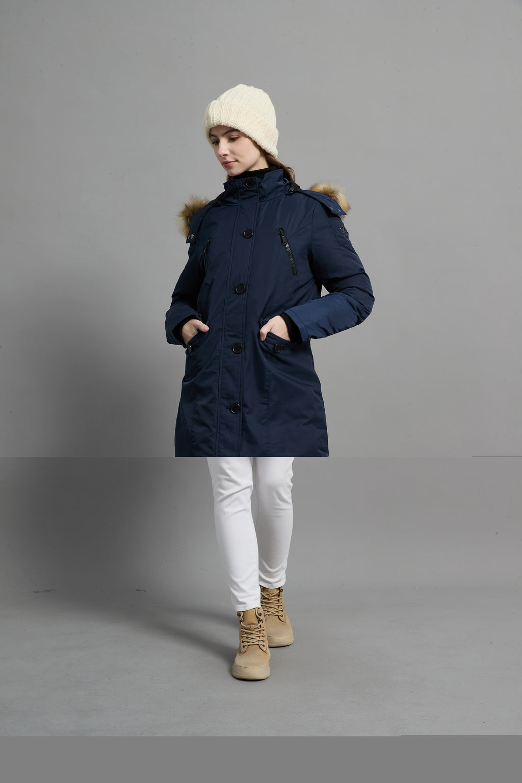 Carolina Ladies Winter Down Parka Extreme Cold Protection Navy