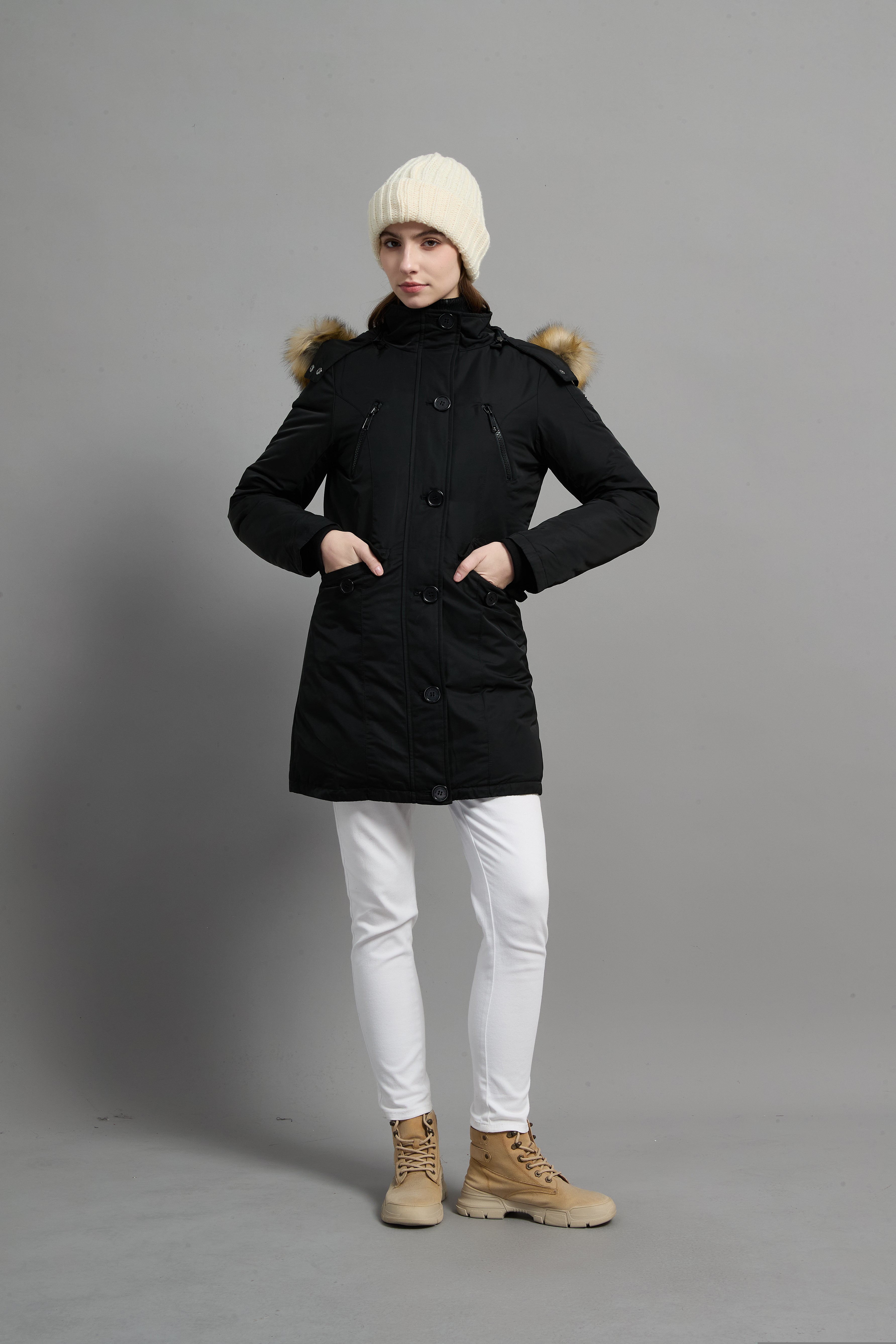 Carolina Ladies Winter Down Parka Extreme Cold Protection Black