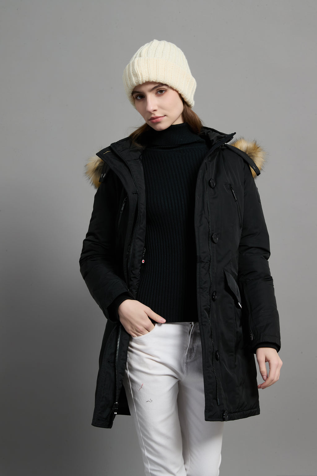 Carolina Ladies Winter Down Parka Extreme Cold Protection Black