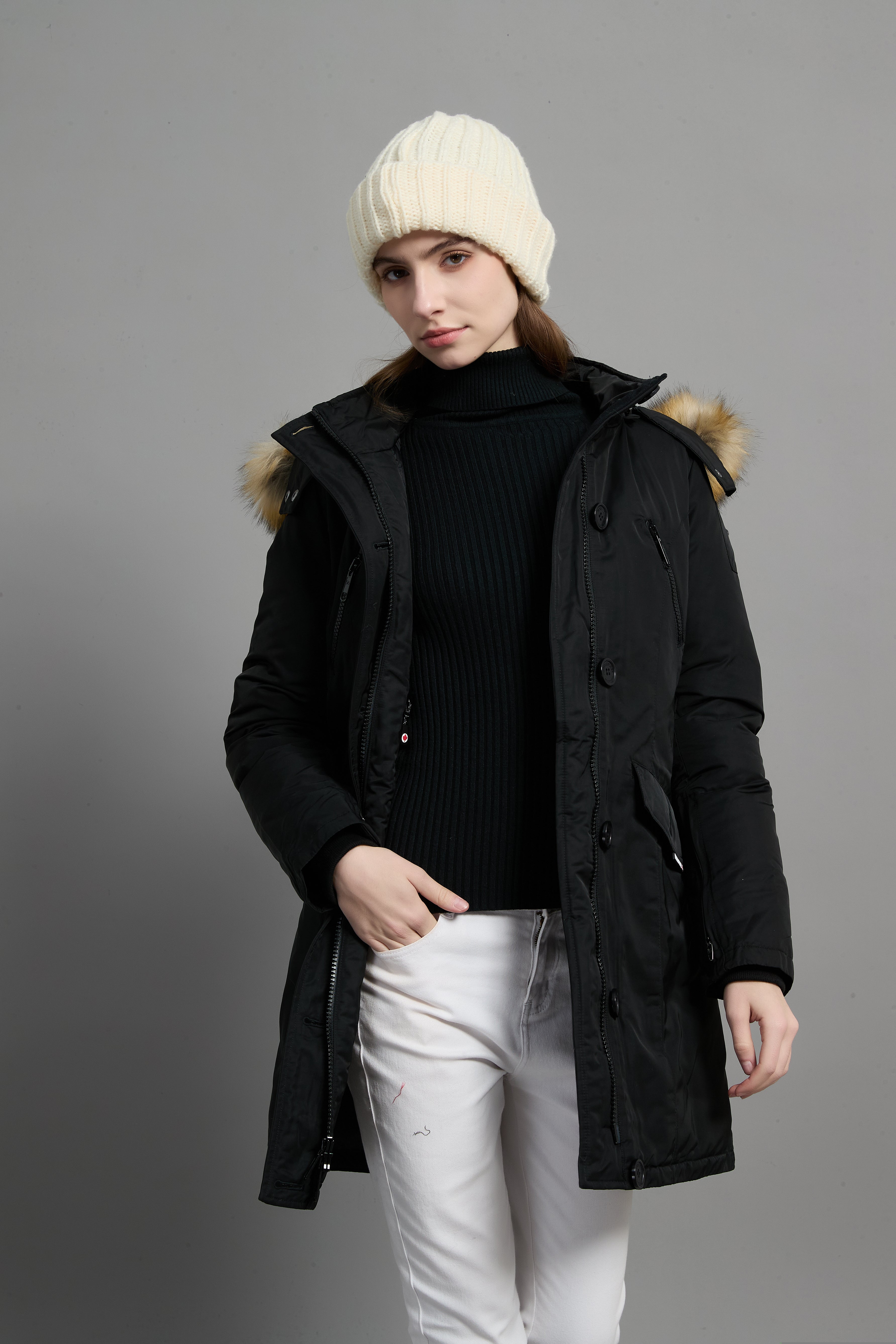 Carolina Ladies Winter Down Parka Extreme Cold Protection Black