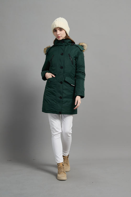 Carolina Ladies Winter Down Parka Extreme Cold Protection Green