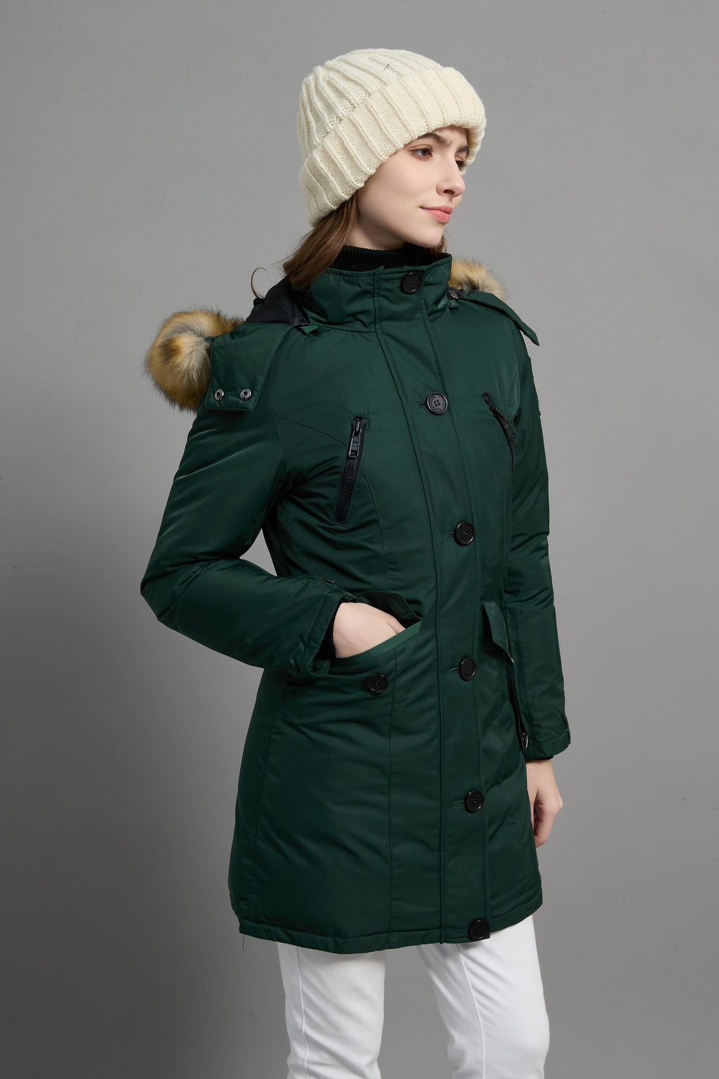 Carolina Ladies Winter Down Parka Extreme Cold Protection Green