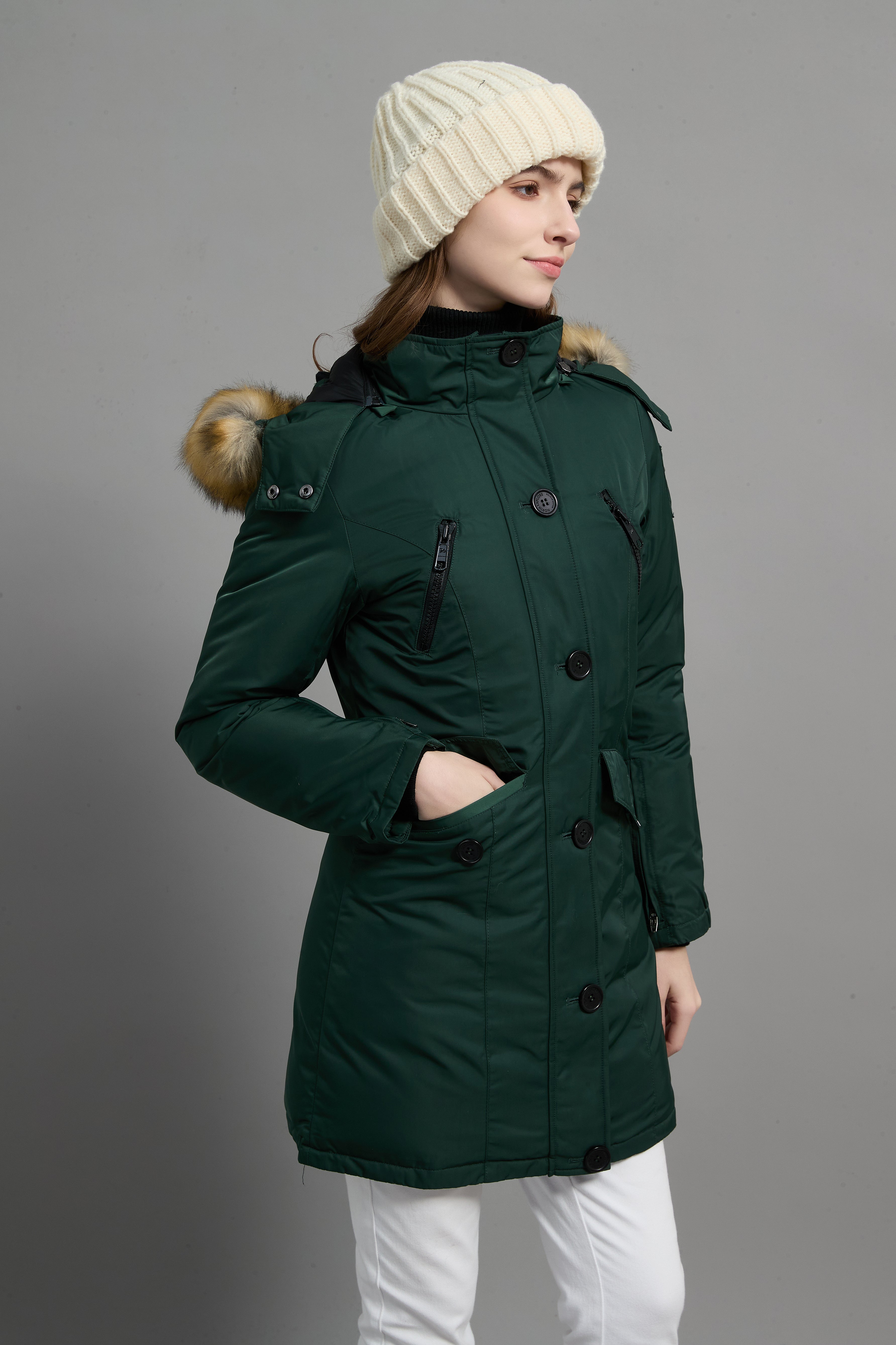 Carolina Ladies Winter Down Parka Extreme Cold Protection Green