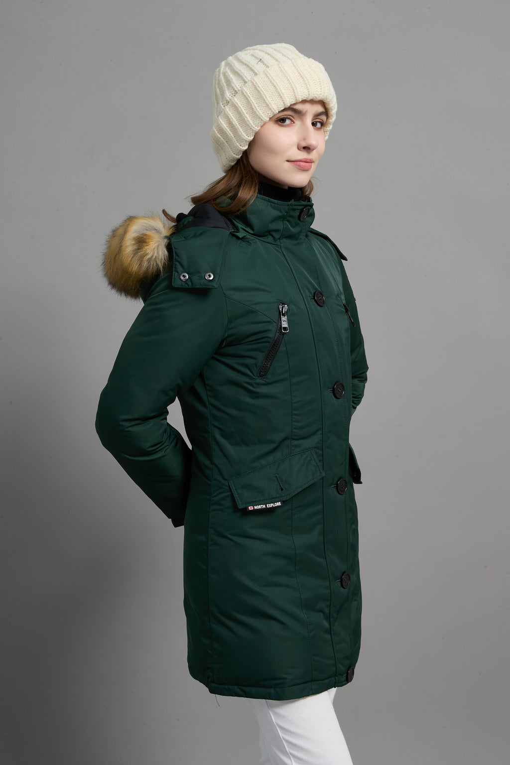 Carolina Ladies Winter Down Parka Extreme Cold Protection Green