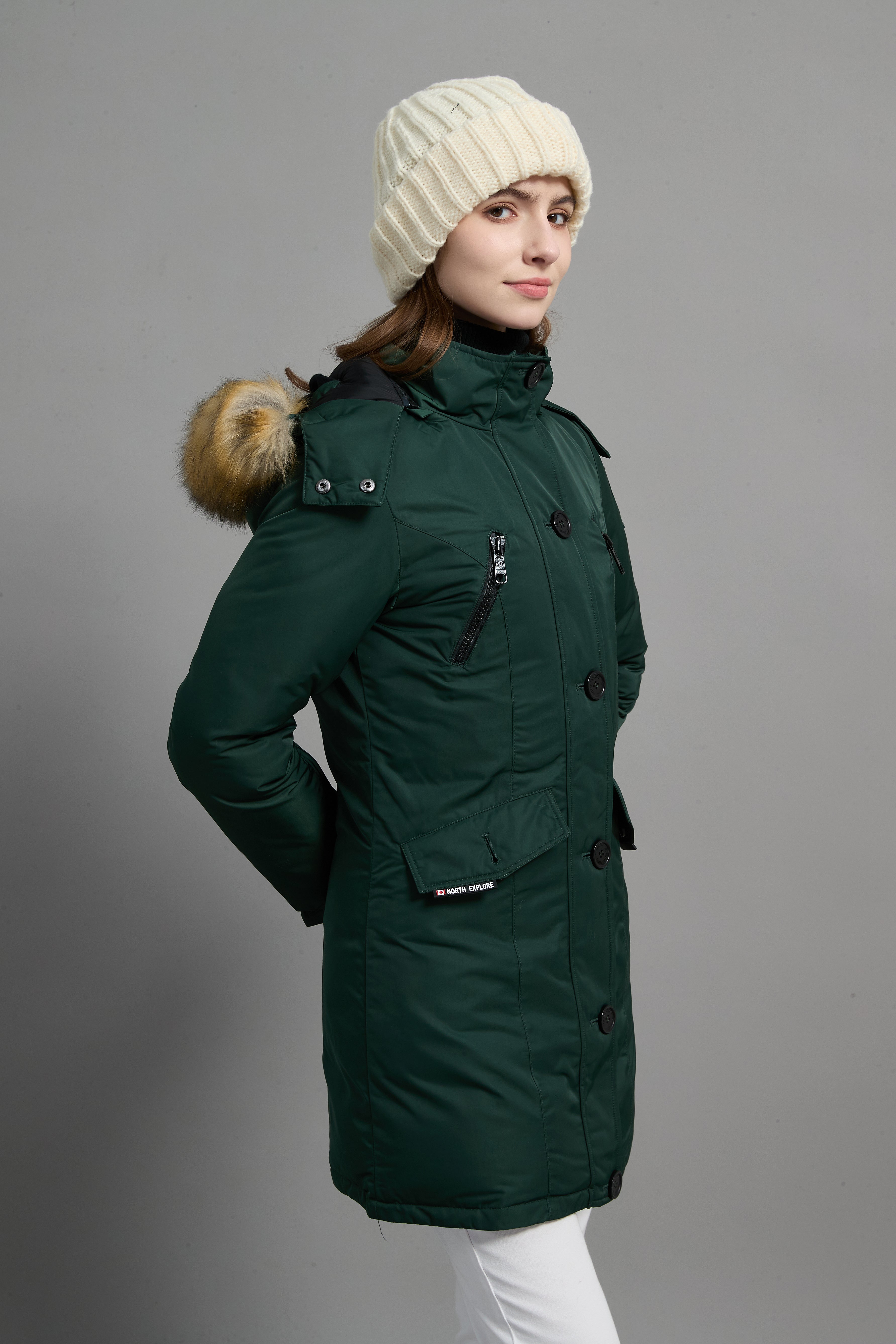 Carolina Ladies Winter Down Parka Extreme Cold Protection Green