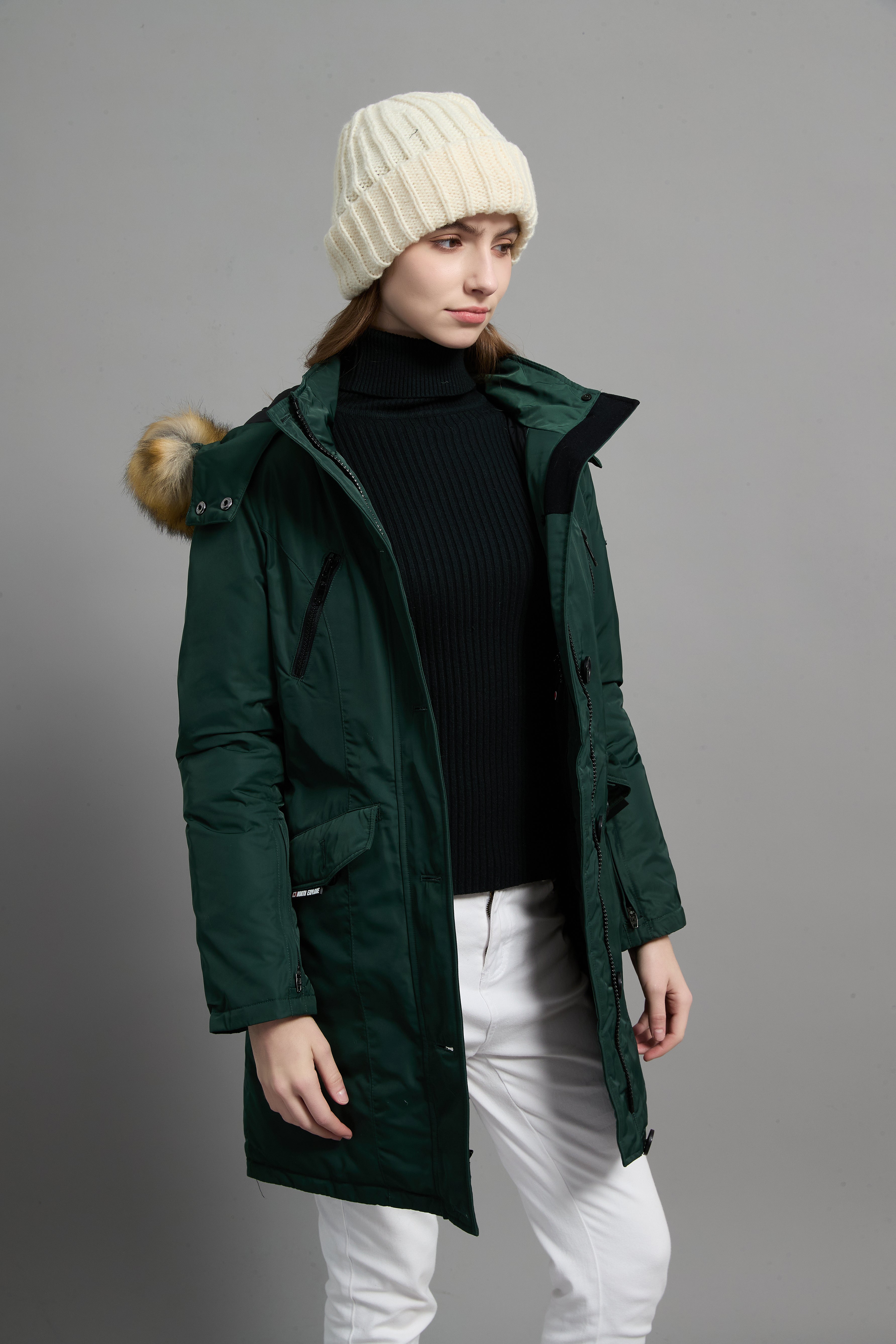 Carolina Ladies Winter Down Parka Extreme Cold Protection Green