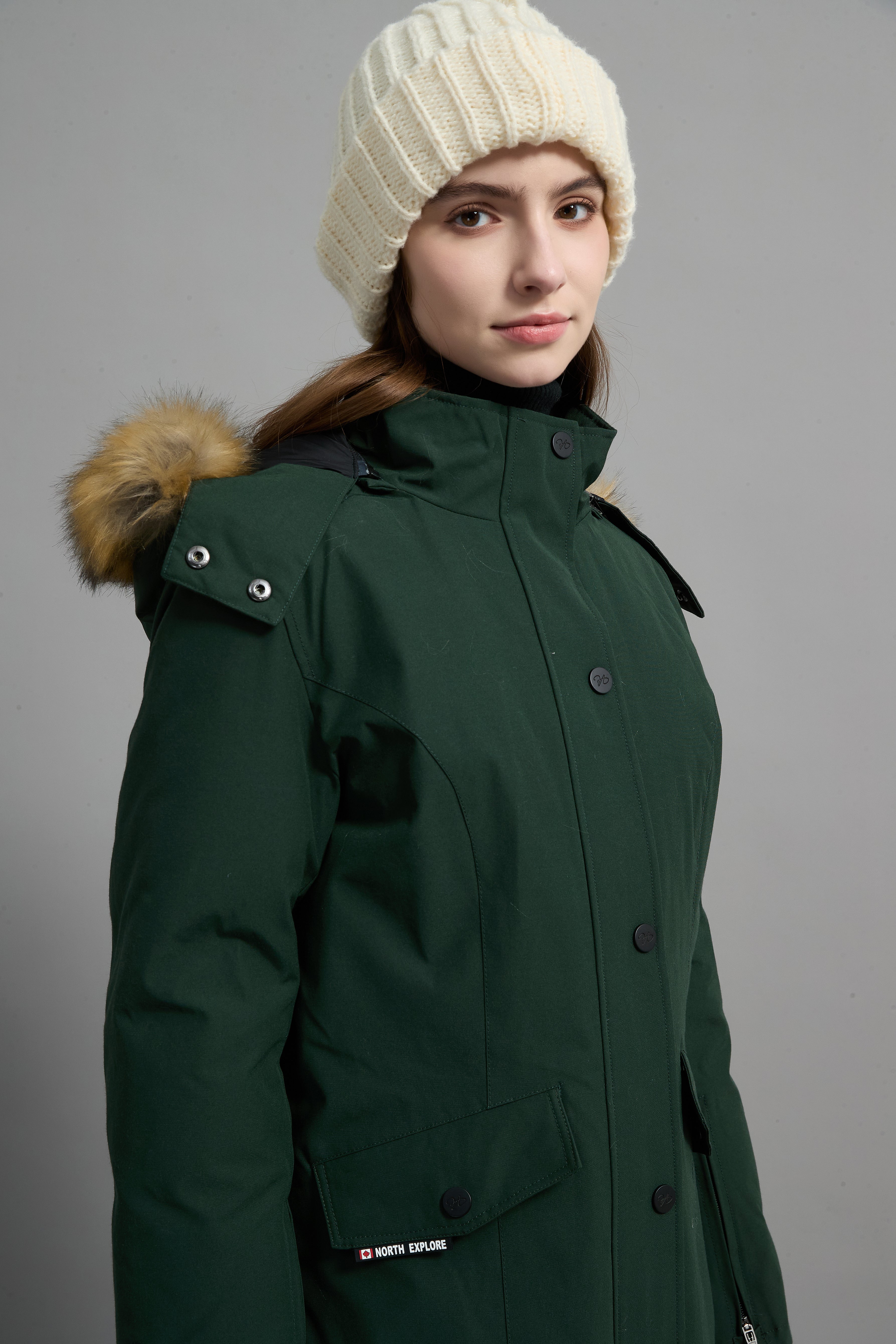 Helena Ladies Winter Down Parka Extreme Cold Protection Green