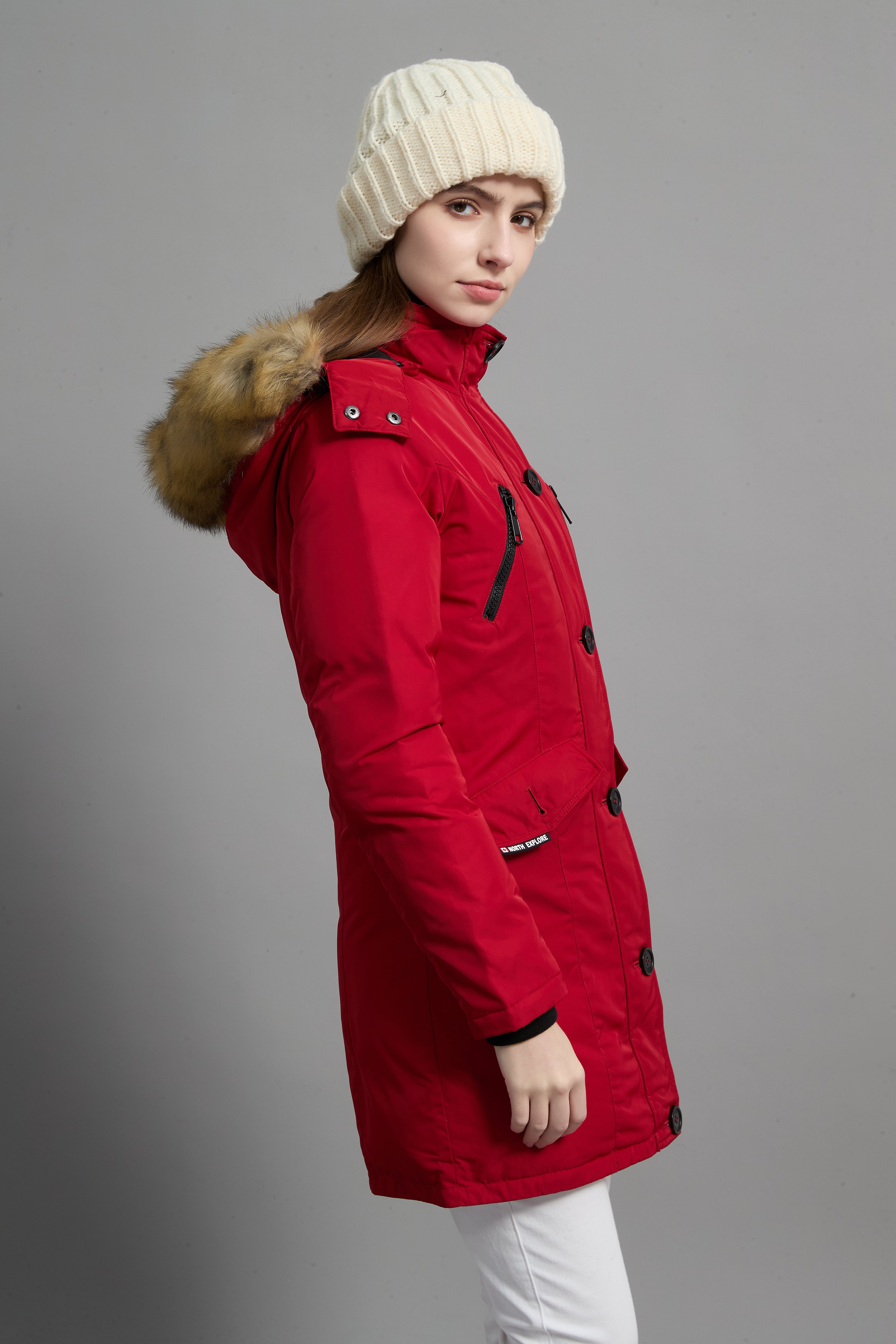 Carolina Ladies Winter Down Parka Extreme Cold Protection Red