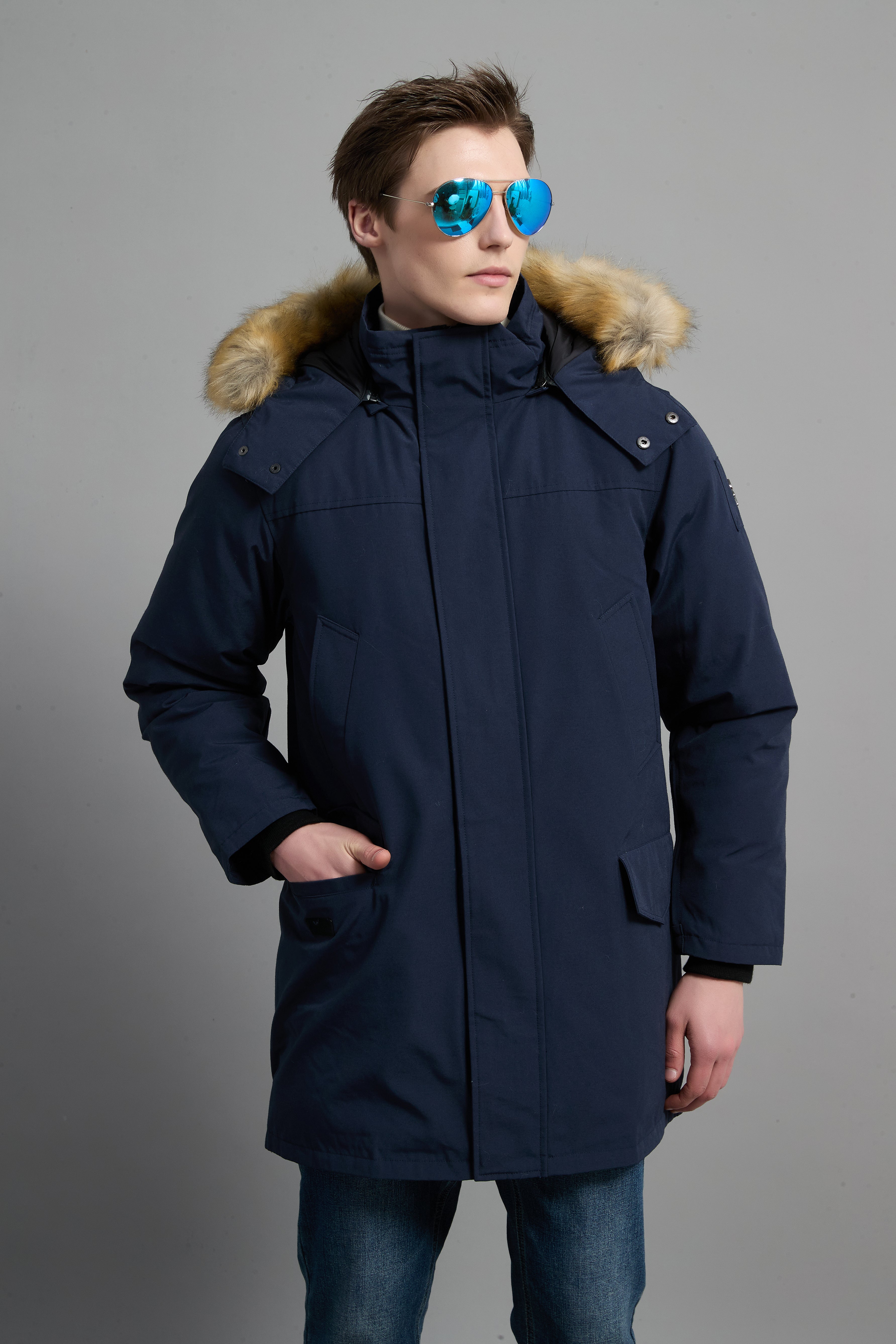 Hamilton Men Winter Down Parka Extreme Cold Protection Navy